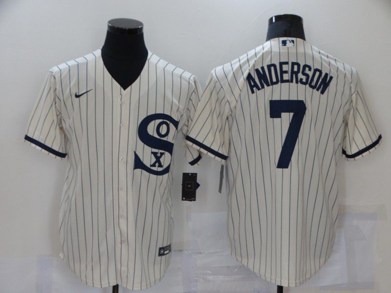 Men Chicago White Sox #7 Anderson Cream stripe Dream version Game Nike 2021 MLB Jersey